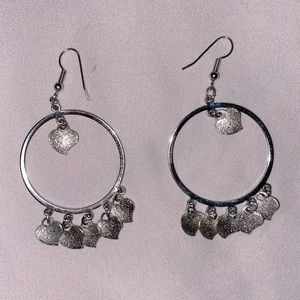 Hoop Earring with Dangle Hearts